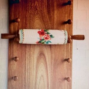 rolling pin holder with painted meadows ceramic rolling pin NEW